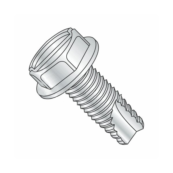 Newport Fasteners Thread Cutting Screw, #10-32 x 1/2 in, Zinc Plated Steel Hex Head Slotted Drive, 5000 PK 772704-5000 - main